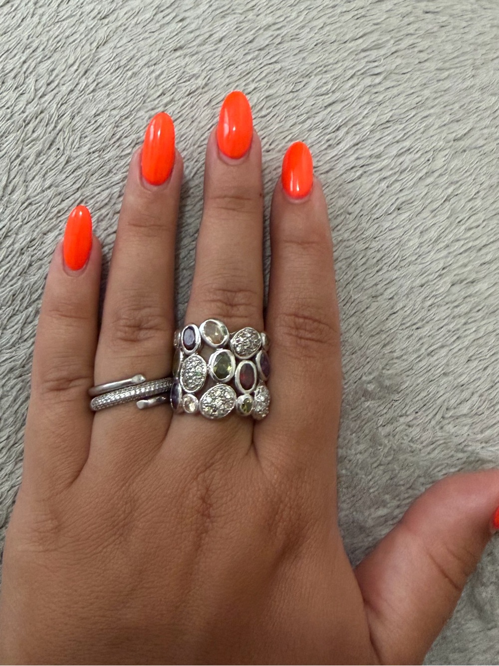 Colorful zirconia silver ring